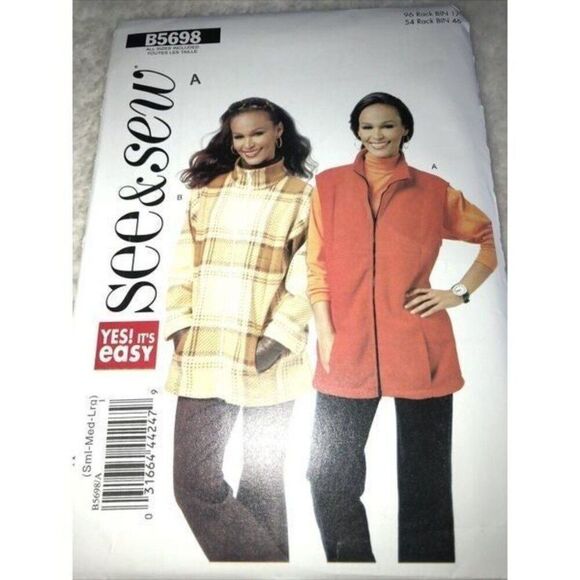 See & Sew B5698 Misses Unlined Vest And Jacket  Pattern New All Size, Easy. - Picture 1 of 4